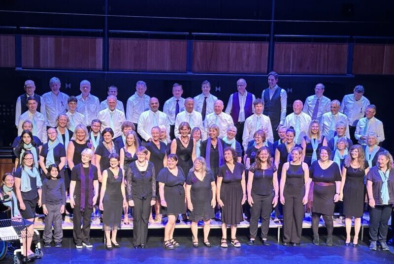 The choir performing together